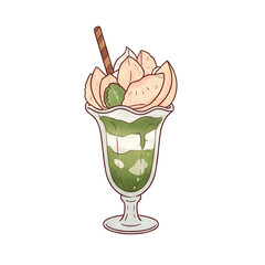 peach ice cream in a glass