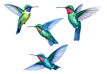Obraz premium Colorful Hummingbird Flying in the Air, with transparent background png