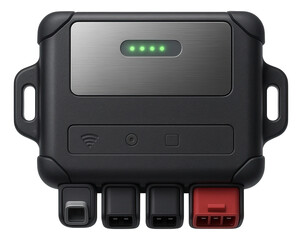 Obraz premium Remote start module with a compact black enclosure and multiple input/output connections