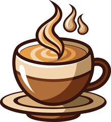 Stylized illustration of a steaming green tea cup with a lemon slice, creating a refreshing and healthy beverage concept with a warm and inviting feeling.