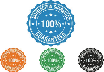 100% Satisfaction Guaranteed label in multiple colors