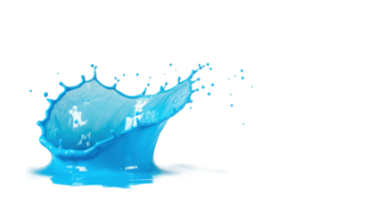 Dynamic cerulean blue liquid burst, frozen in an artful splash with intricate tendrils and ripples, on a transparent studio background with copy space, concept of energetic innovation