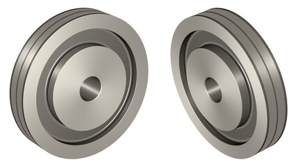 V belt pulley 2 groove. Machine parts. 3D rendering