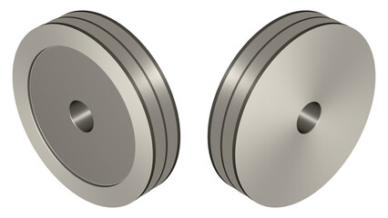 V belt pulley 2 groove. Machine parts. 3D rendering