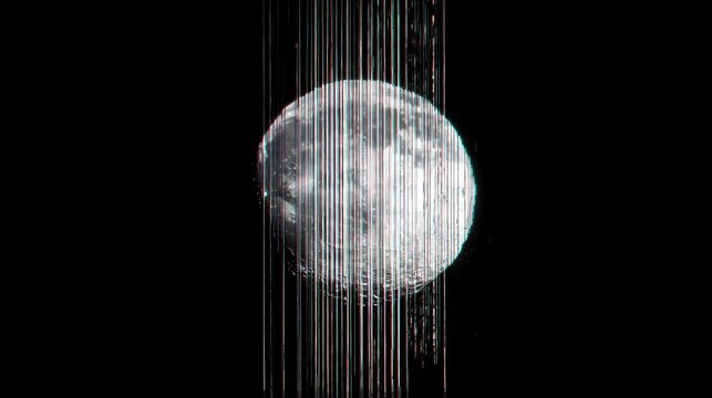 Distorted moon image, vertical glitch lines