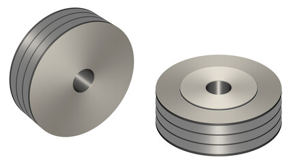 V belt pulley 3 groove. Machine parts. 3D rendering