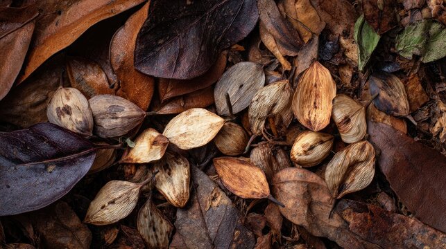 Dry Leaves Laying on Ground in Forest