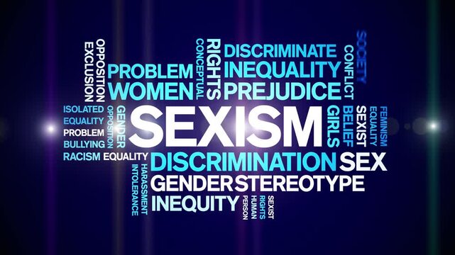 Sexism animated word cloud-text design animation tag kinetic typography seamless loop.
