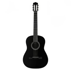 Obraz premium Black Acoustic Guitar isolated on White Background, Full Body Shot
