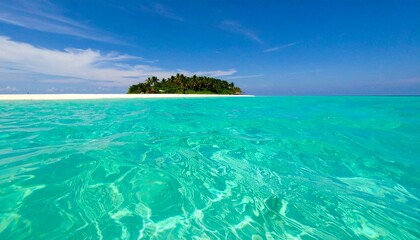 Fototapeta premium Crystal-clear tropical waters shifting between turquoise and emerald under soft waves