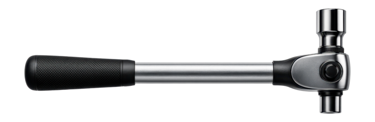 Ratchet-style lug wrench with an adjustable socket head, designed for quick wheel changes on the go.