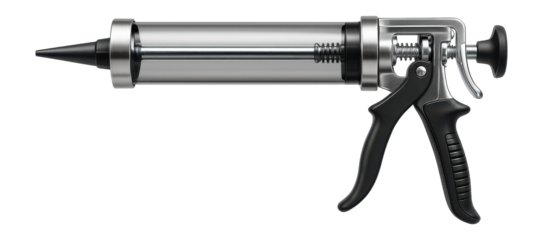 Hybrid caulking gun with an adjustable plunger for varied material viscosities in marine repairs.