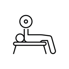 Bench Press icon. Simple outline style. Athlete holds a barbell, bodybuilding, sports equipment, strength training, gym and sport concept. Thin line symbol. Vector isolated design