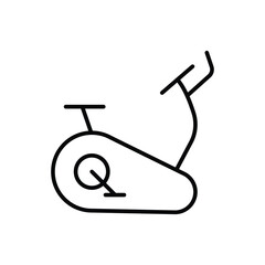 Exercise bike icon. Simple outline style. Gym, bicycle, cardio, training, stationary, fitness, workout, indoor, health, sport concept. Thin line symbol. Vector isolated design