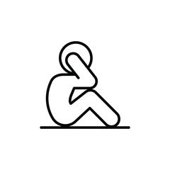 Man doing sit up, crunches icon. Simple outline style. Exercise, abs, abdomen, floor, human, figure, person, fitness, gym concept. Thin line symbol. Vector isolated design