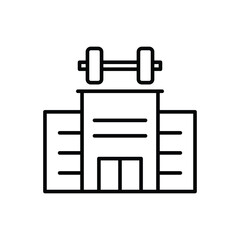 Gym building icon. Simple outline style. Fitness, health, sport, training, exercise, healthy, workout, muscle, bodybuilding concept. Thin line symbol. Vector isolated design