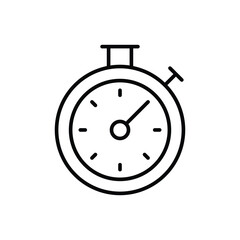 Stopwatch icon. Simple outline style. Watch, stop, clock, timer, quick, counter, time, circle, button, chronometer, sport equipment concept. Thin line symbol. Vector isolated design