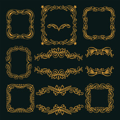 Ornate Gold Ornamental Frames Vector Collection Artwork