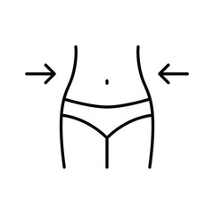 Weight loss icon. Simple outline style. Slim female body, waist, belly, woman, silhouette, fit, shape, women, diet, fitness, beauty concept. Thin line symbol. Vector isolated design