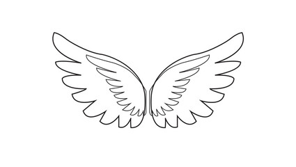 Obraz premium Angel Wings Icon A Simple and Elegant Black and White Outline