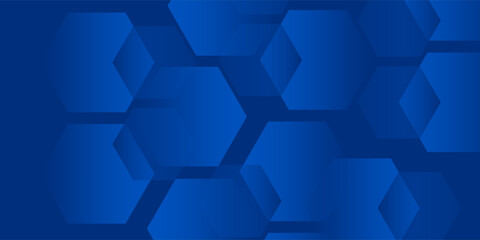 semi modern abstract blue background with glowing geometric lines. Blue gradient hexagon shape design.