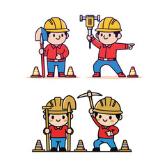 Construction Workers Doing Road Work