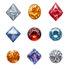 Fototapeta premium Shiny gemstones in various shapes and vibrant colors on black background Generative AI