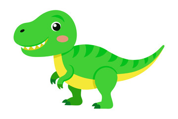 A fun cartoon vector illustration of a cute green baby dinosaur character drawing