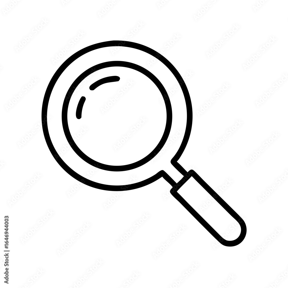 Poster magnifying glass icon in simple line art style for search concept