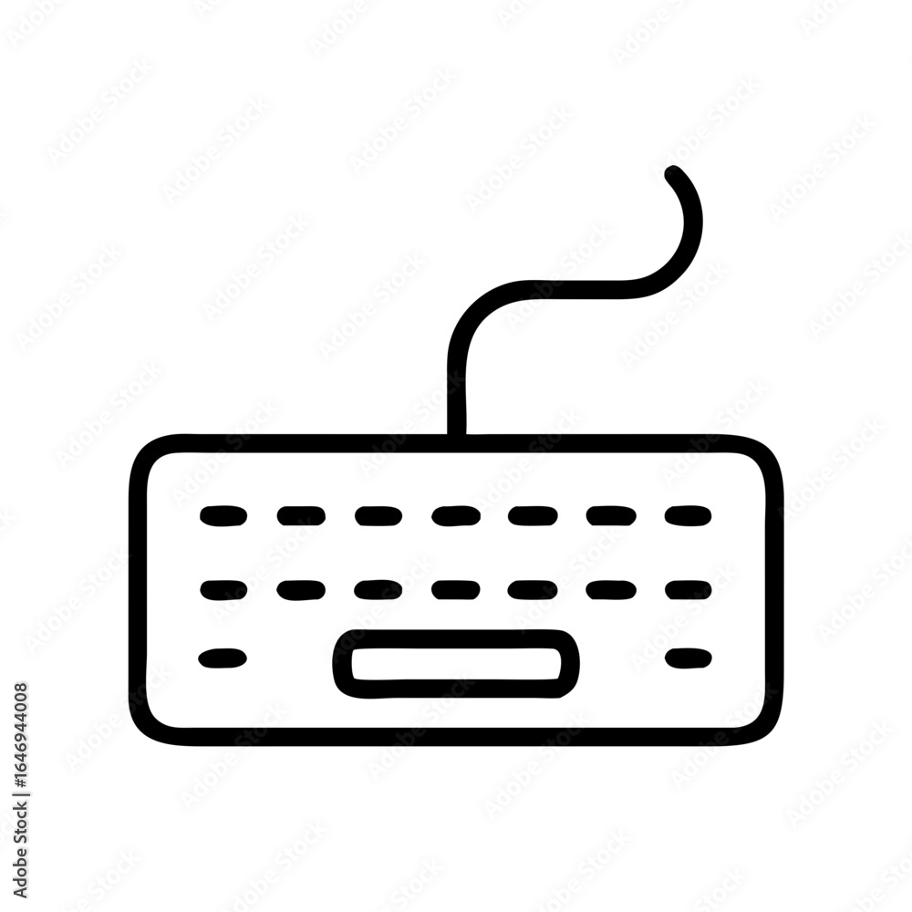 Poster wired computer keyboard illustration in minimalist style