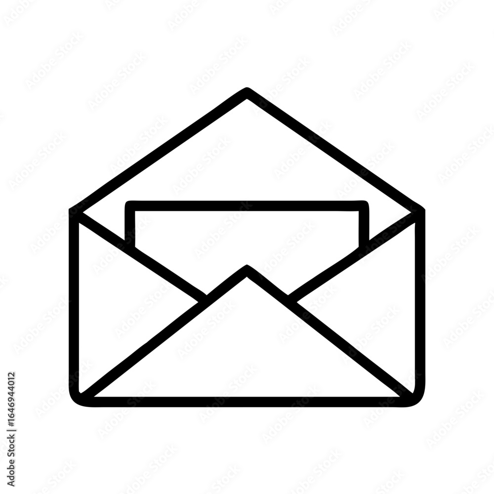Aufkleber open envelope icon in minimal line design for communication