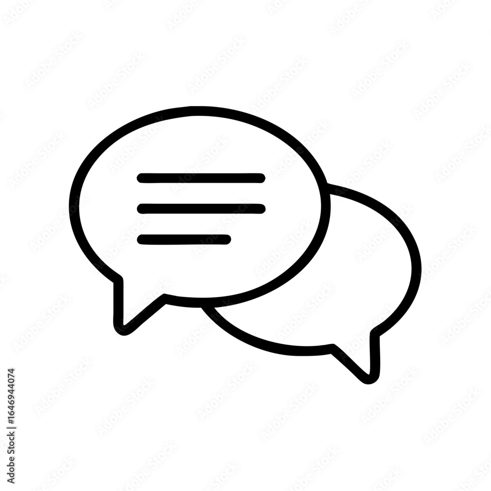 Poster speech bubbles icon in simple line design on white background