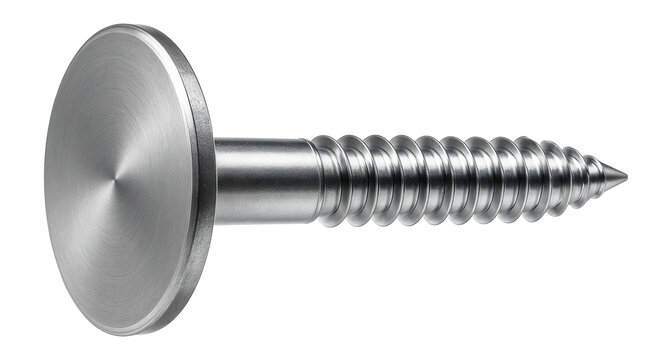 Galvanized plate anchor screw with a wide disc head for securing heavy loads in concrete walls.