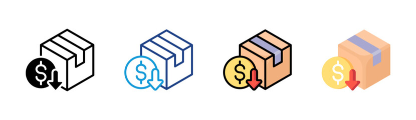 Cash On Delivery icon set multiple style collection