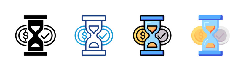 Time Investment icon set multiple style collection