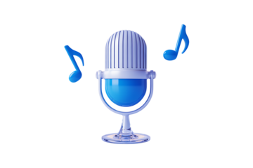 Studio Microphone with Musical Notes