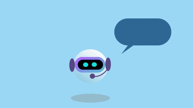 Flat illustration of a friendly AI chatbot with headset representing digital assistant communication