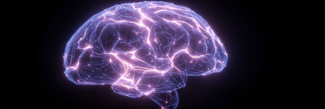 REPRESENTACI&Oacute;N ABSTRACTA DE UN CEREBRO DIGITAL CON BRILLO