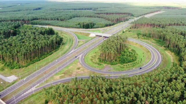 s5 highway intersection road infrastucture dron flight above