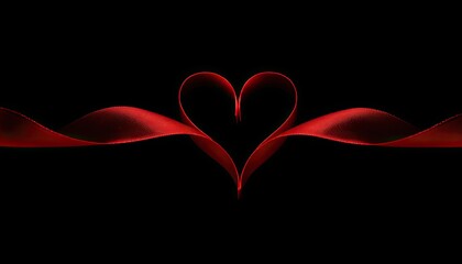 Red ribbon heart on black background (1)