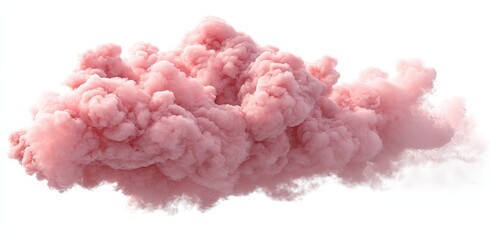 A fluffy, light pink cloud-like smoke formation against a white background