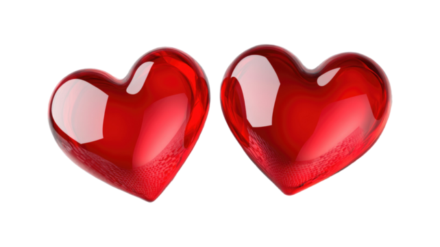 Romantic two red hearts for love, wedding, and Valentine’s Day design isolated on white background - Powered by Adobe