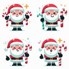 Happy Santa Claus holding candy cane