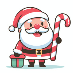Happy Santa Claus holding candy cane