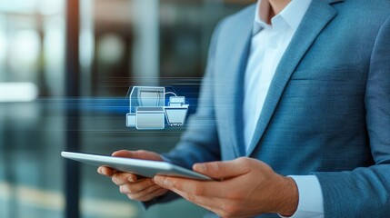 Executive Using Tablet for Streamlined Business Operations and Effective Online Communication