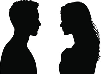 man, woman, silhouette, side, profile, view, people, face, couple, love, relationship, communication, interaction, portrait, outline, romance, human, connection, conversation, art