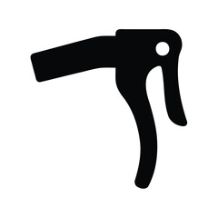 Isolated Black Silhouette of a Spray Bottle Nozzle on White Background