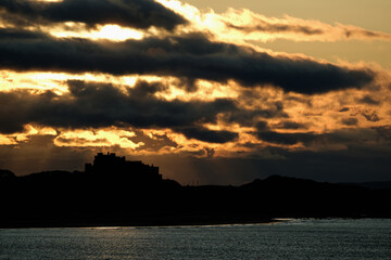 Late evening at Bamburgh and seahouses, Northumberland, UK.