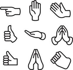 Fototapeta premium Hand Silhouette Vector Set — Gestures and Poses Icon Collection