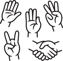 Obraz premium Hand Gestures Silhouette Icons — Hand-Drawn Vector Collection